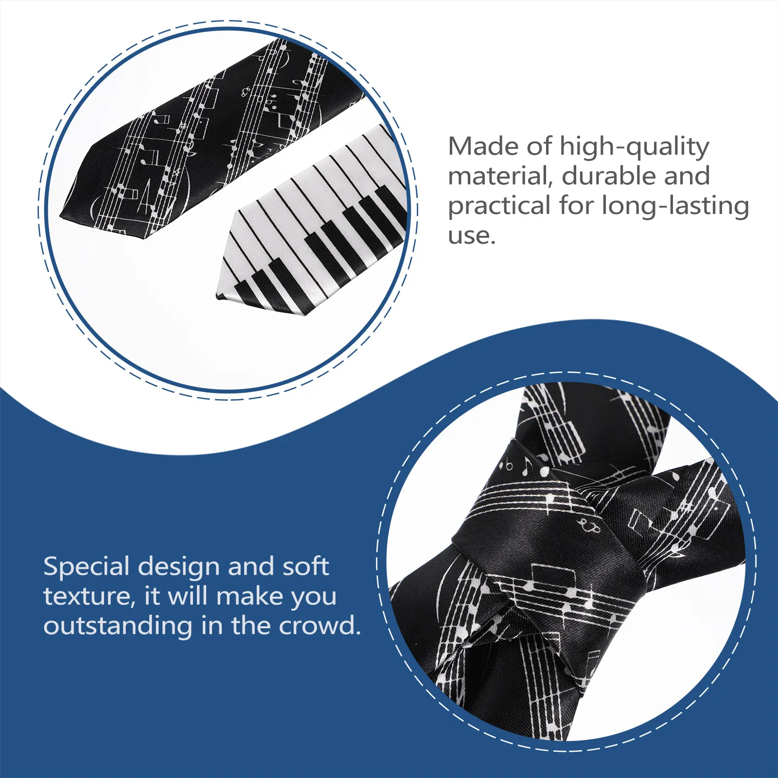 

Комплект из 2 галстуков с уникальным дизайном в виде нотной гаммы, для вечеринок, праздников и фестивалей