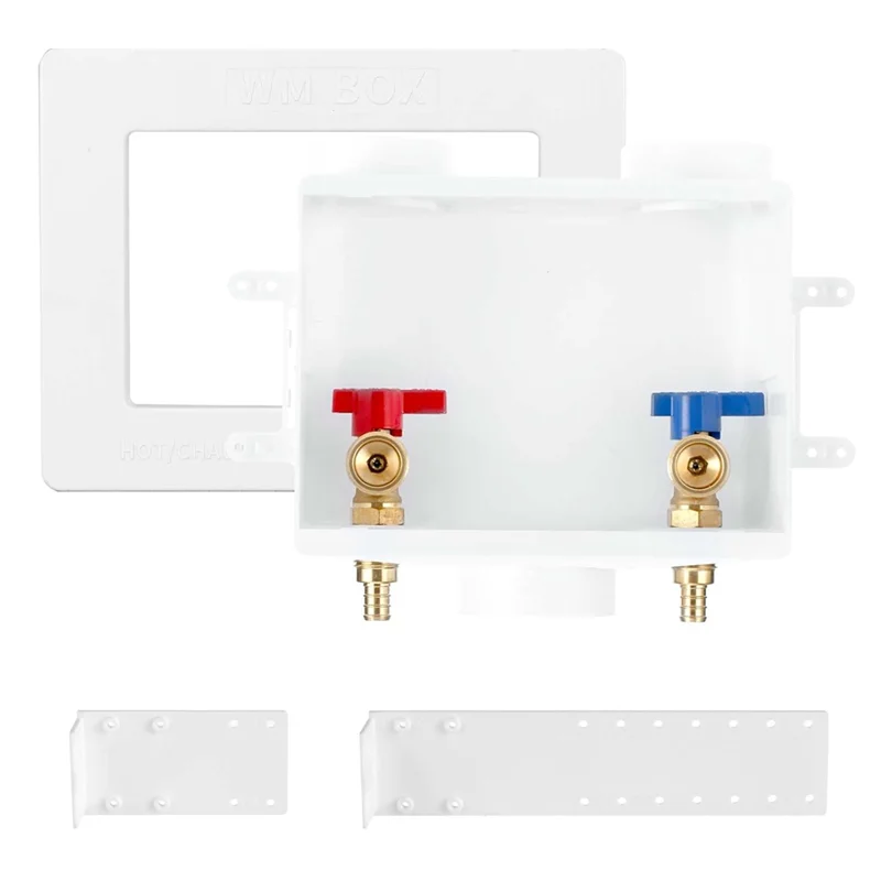 AAAC-Washing Machine Outlet Box With Center Drain,1/2Inch Pex Crimp X 3/4Inch MHT Connection,Laundry Washer Valve Outlet Box