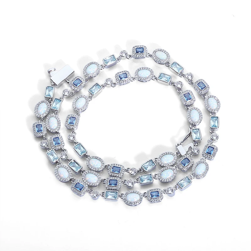 

Хип-хоп Bling Iced Out квадратный круглый камень теннисная цепочка-чокеры ожерелья для мужчин женщин унисекс рэпер ювелирные изделия серебряного цвета