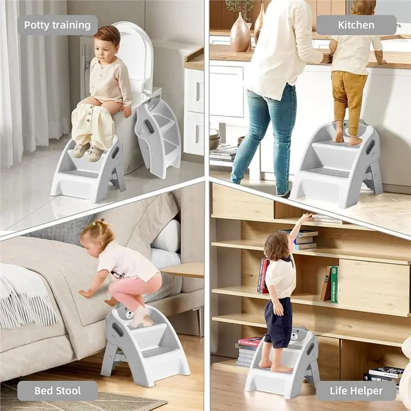 MOPHE-مضاد للانزلاق، مقعد قابل للطي للأطفال الصغار للحمام والتدريب على استخدام المرحاض، تصميم مضاد للطرف على شكل حرف A مع مجموعة تجميع 10 ثوانٍ #6