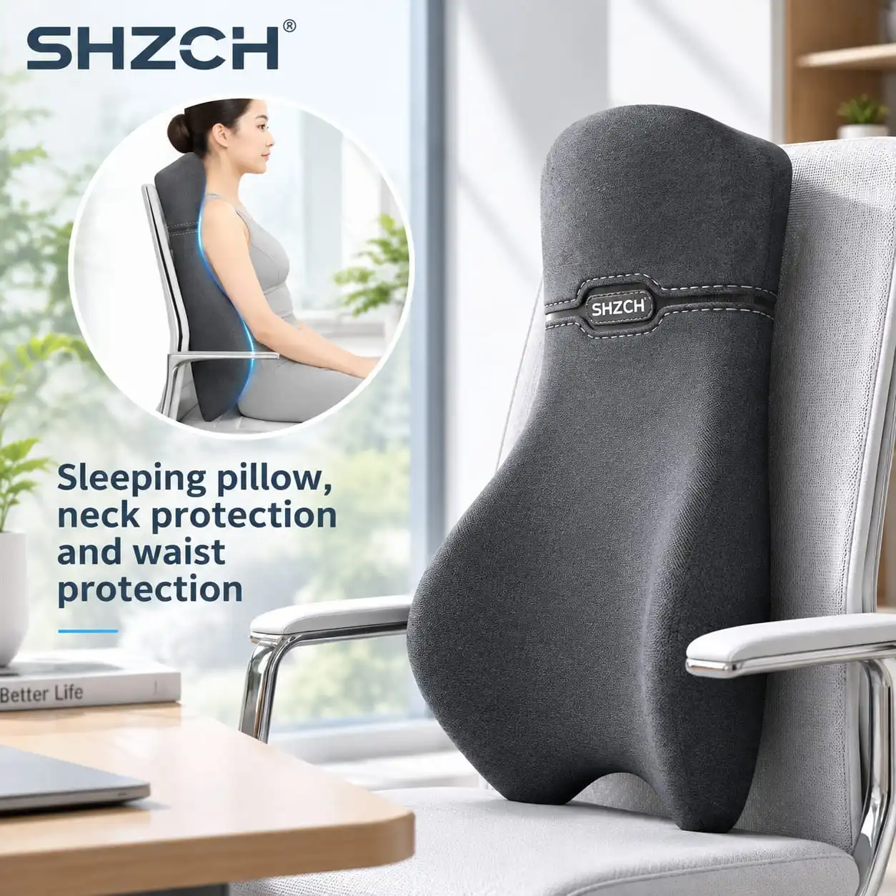 Elevated waist cushion, office reclining pillow, seat back cushion, pillow for prolonged sitting and afternoon sleep
