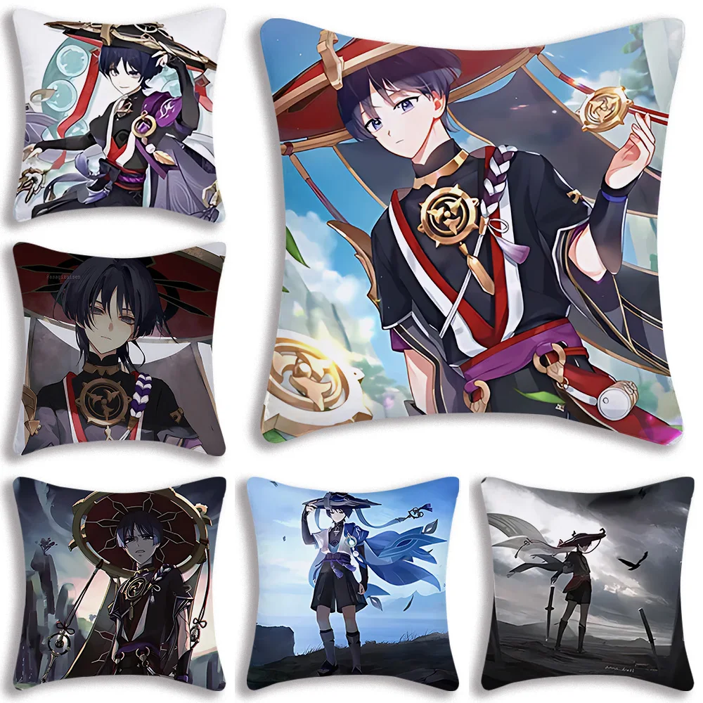 Scaramouche Fall Pillow Covers Cartoon Sofa Decorative Home Double-sided Printing Short Plush Cute Cushion Cover