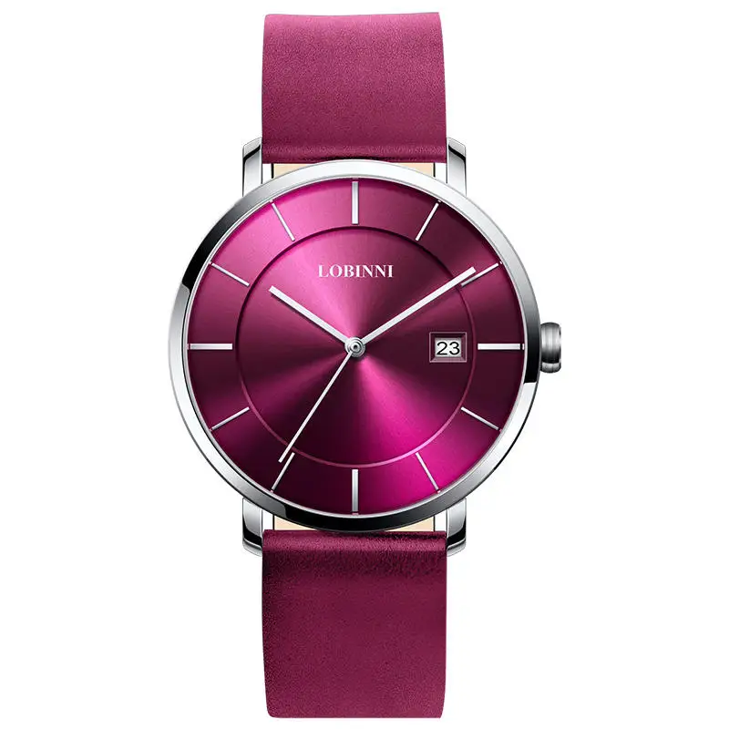 LOBINNI-reloj de cuarzo japonés MIYOTA para parejas, marca de lujo suiza, resistente al agua, fecha automática, reloj de cuero de Color a la moda, L3033