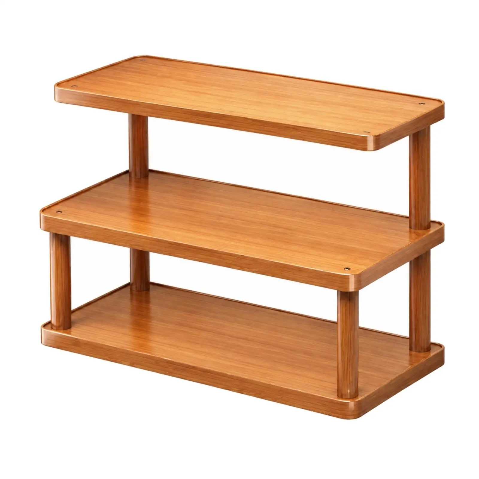 Compact Bamboo Finish Desk Shelf with 14 Cm Depth for Office Desk Organizer and Plant Display Stand