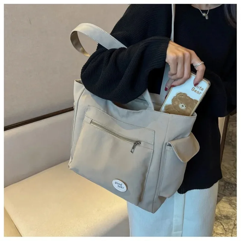 Korean Style Women Casual Tote Large Capacity Reusable Canvas Tote Bag Shopping Bag High Quality Casual Handbag Shoulder Bag