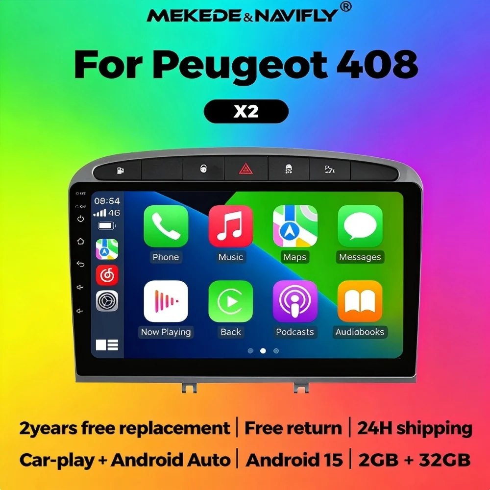

Автомагнитола MEKEDE Android 15, 2 DIN, для Peugeot 408, Peugeot 308, 308SW, стереоплеер, мультимедийный дисплей