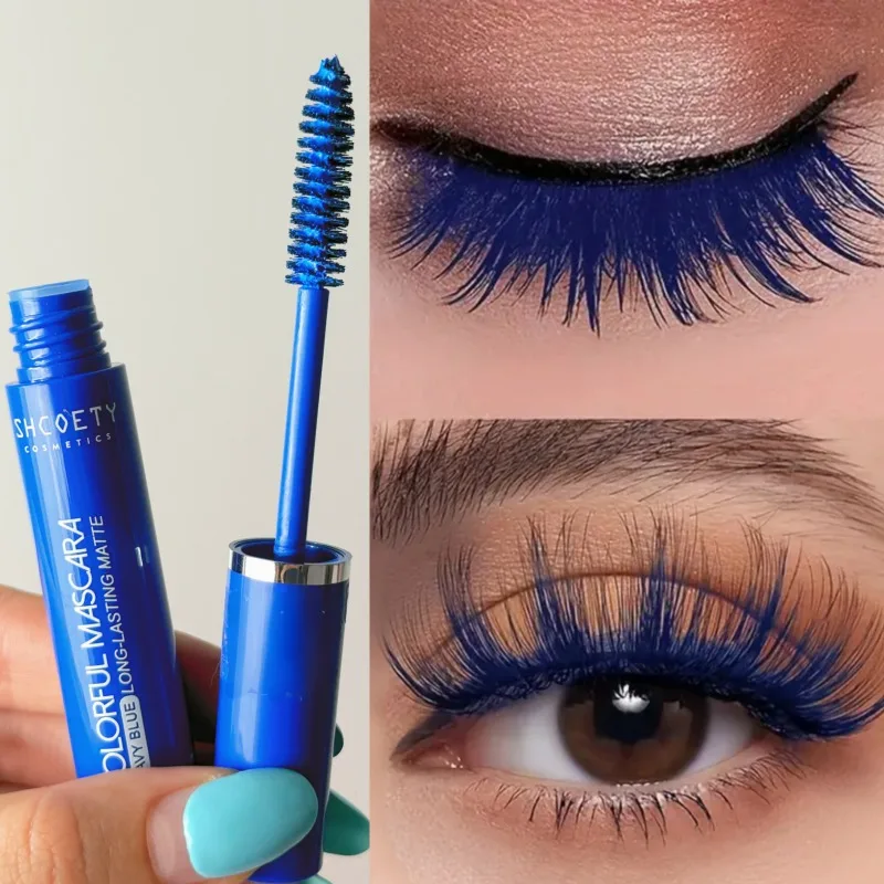 Rímel colorido, à prova d'água e sem manchas, fino e grosso encaracolado, maquiagem quente para palco de Natal, cosméticos para os olhos