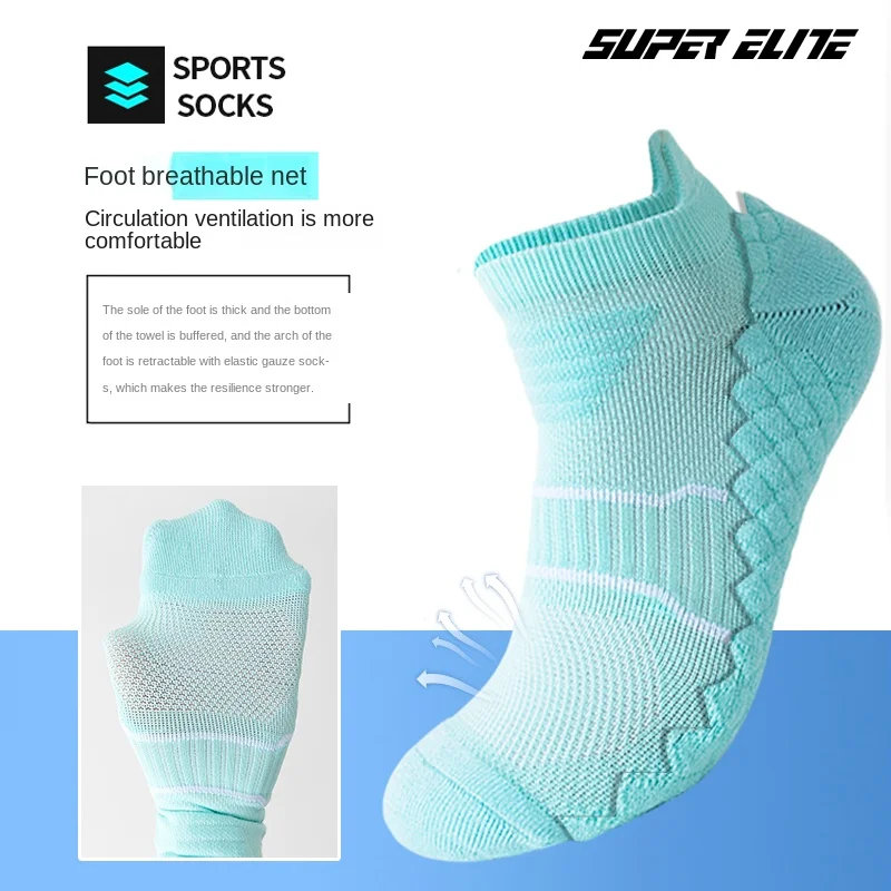 Women's sports socks, towel bottom low cut running socks, badminton socks image 3