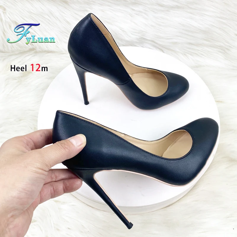 

Матовые одинарные туфли, женские туфли 10 см, 12 см, весна-лето, офисная работа, женские туфли на высоком каблуке с круглым носком, черные туфли-лодочки на шпильке, размер 34-46