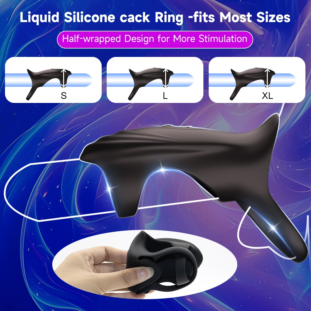 Cock Ring Vibrator Sex Toy for Man Stronger Extender Silicone G-spot Stimulator Vibrating Penis Sleeve Adult Games Male Pleasure