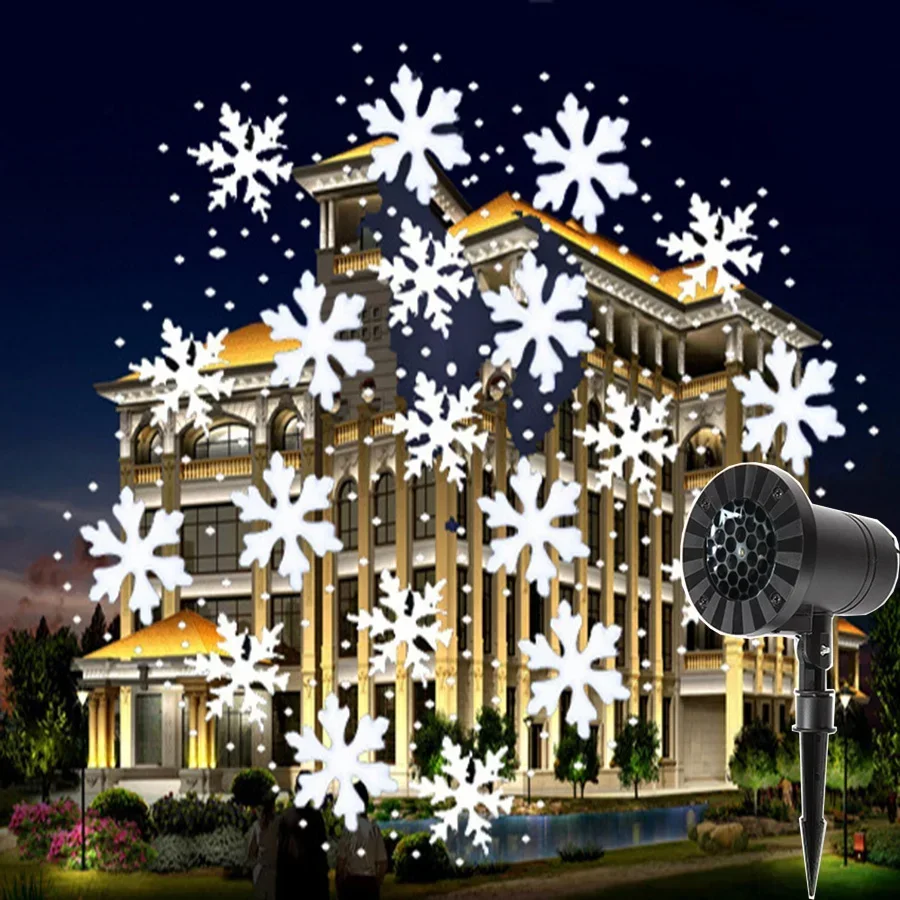 Outdoor Snowflake Projector Light Dynamic Christmas Snowfall Projection Lamp Waterproof Falling Snow Light For Xmas Party Decor