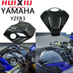 For YAMAHA new YZF-R3 V2 YZF-R25 YZF R3 R25 2019-2024 Motorcycle Carbon fiber pattern Tank Pad Sticker Tank Protect Cover Guard