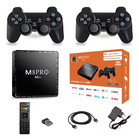 M8-Pro Mini 4K 64G 10000 Retro Video Game Console 2.4G Wilress Controllers Android 12 TV Box Wifi MaliG31 CPU Dual System