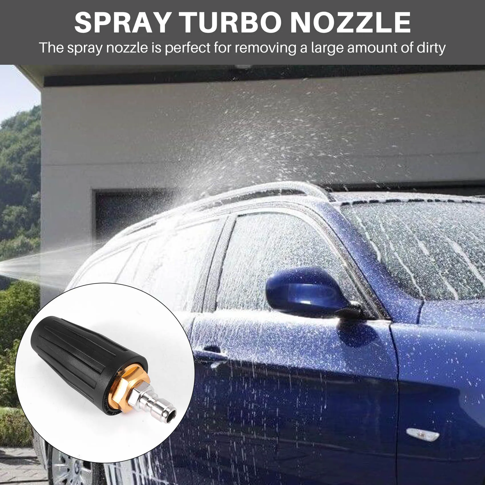 Pressure Washer Rotating Spray Turbo Nozzle Universal For Hot And Cold Water 3,000 Psi, 3.0 Orifice, 3.0 Gpm With 1/4 inch Quick