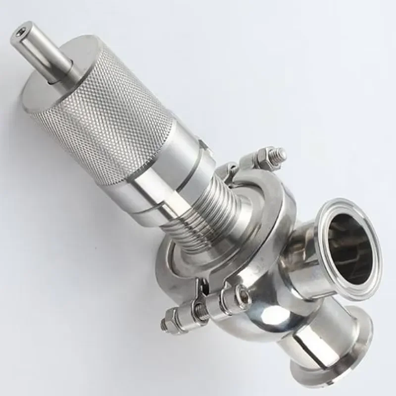 SS304 Stainless Steel Manual Pressure Relief Valve Sanitary Grade Three Clip Design DIN SMS Standard High Quality Industrial