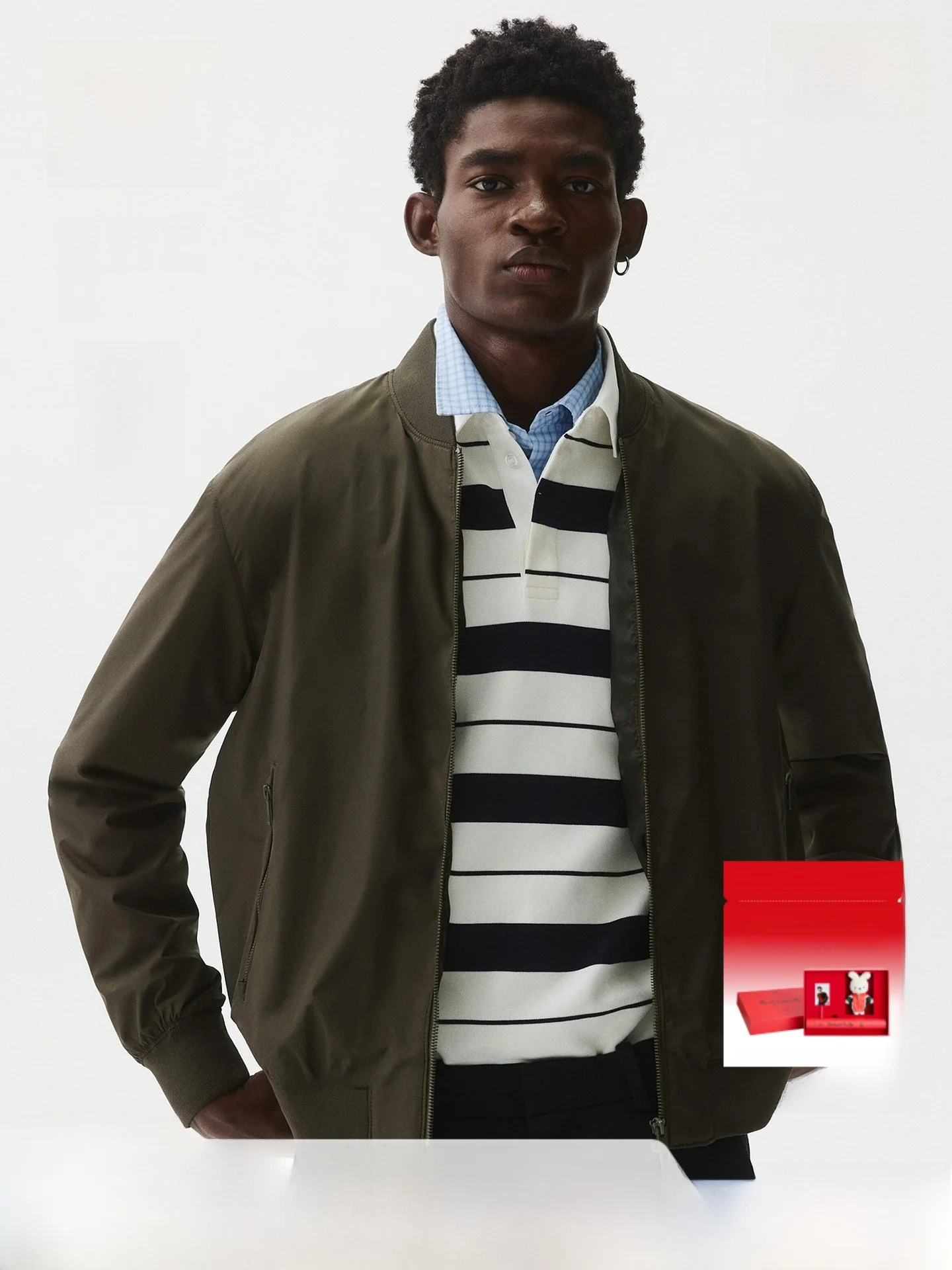 

Мужская легкая куртка H&M с воротником-пилотом на молнии, повседневная верхняя одежда, прямой крой, из полиэфирного волокна, с длинными рукавами, стандартной длины