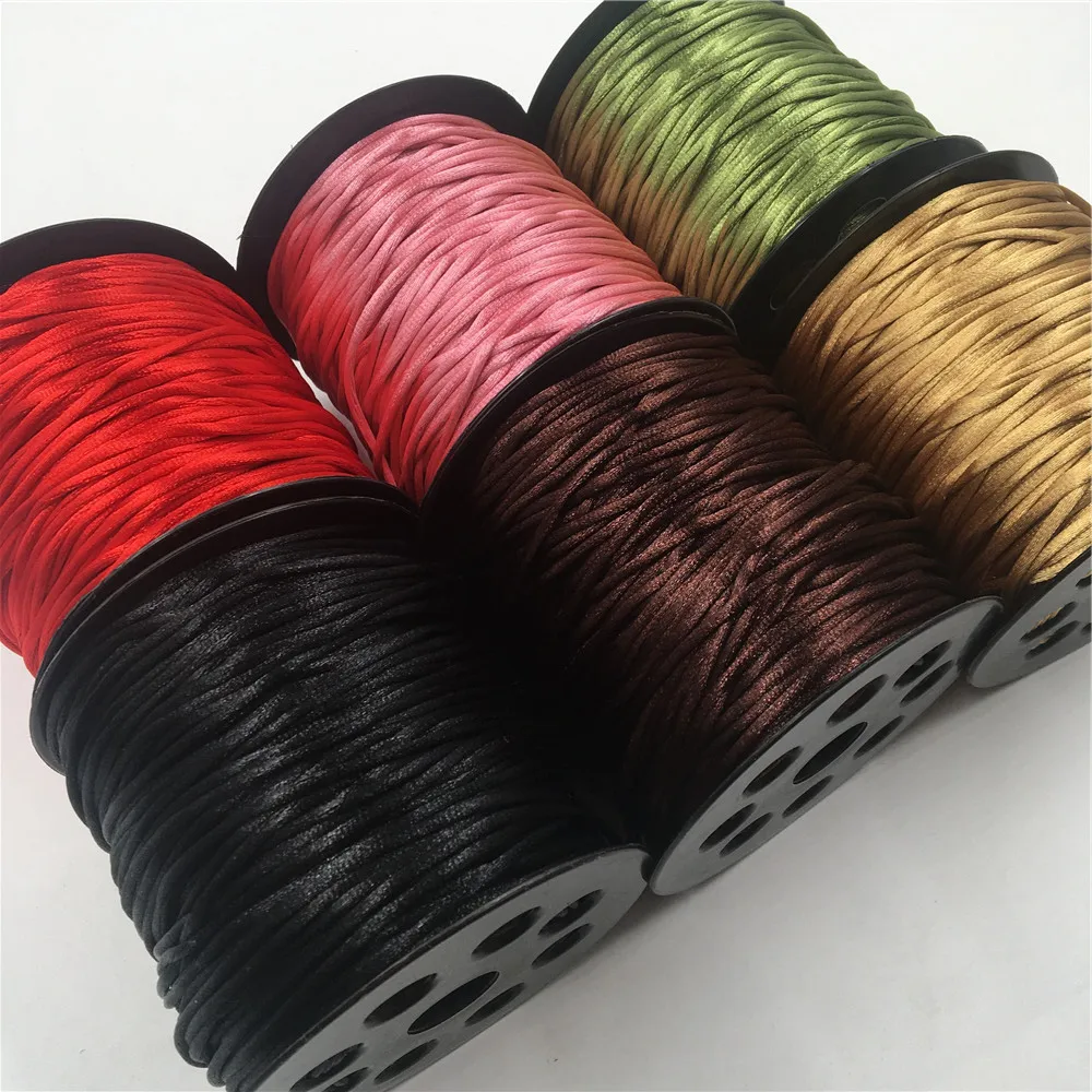 2mm Chinese Knot Rope 35colors Mix Nylon Satin Silky Macrame Cord Beading Braided Bracelet String Thread