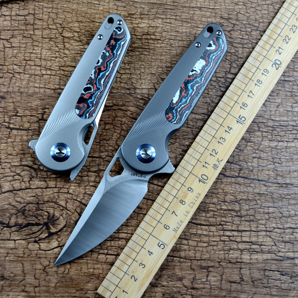 

Y-START Folding Knife 154CM Blade Ceramic Ball Bearing Washer CF Titanium Handle Outdoor Gift Collective Knives LK5032