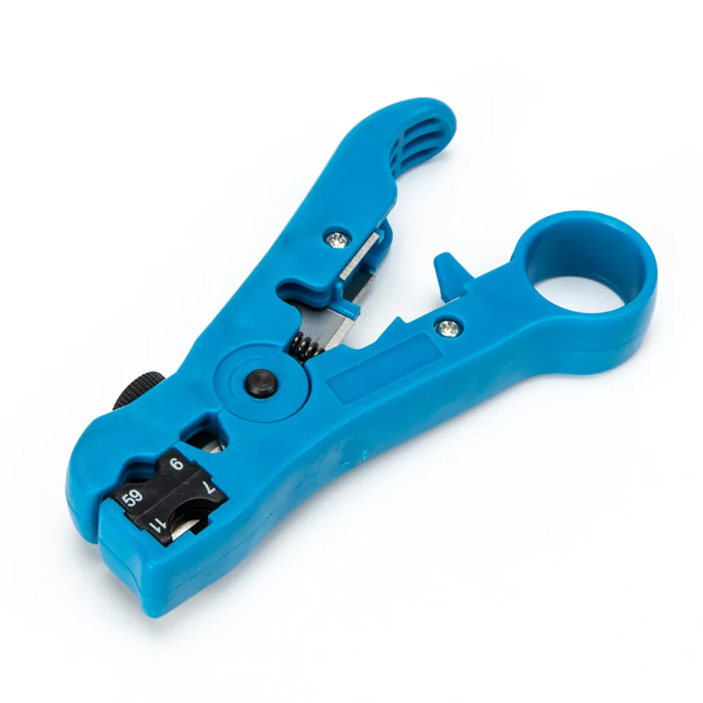 Multifunctional Blue Coaxial Cable Stripper Professional Grade for Coax Rg59 Rg6 Rg7 Rg11 Network Cat5e Cat6 Wire Stripper