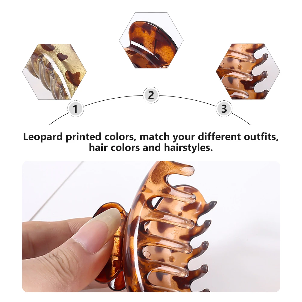 

6 шт., заколки для волос с леопардовым принтом, большая ручка, нескользящие, маленький размер для женщин, вьющиеся, прямые, длинные держатели для волос, красота, рутинная ванна