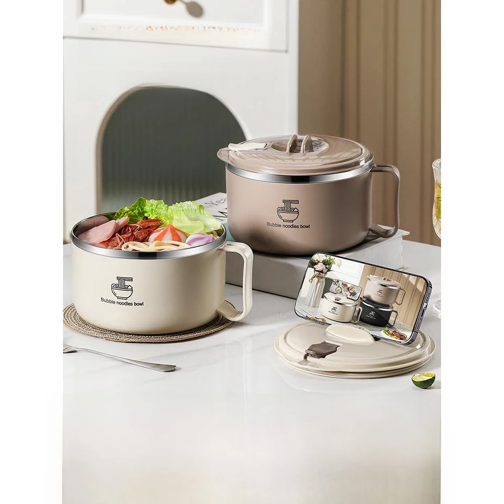 

Large Capaci Stainl Steel Noodle Soup Bowl with Lid for Dormi Students Canteen Special Use Bowl Ins Sle