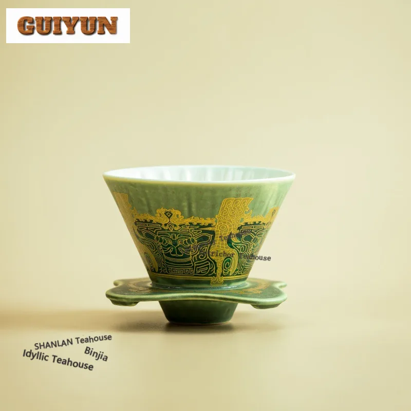 

Sanxingdui Creative Manual Coffee Filter Cup Household Drip Bag Coffee Filter Appliance Ceramic V-shaped Funnel Leach Drip Type