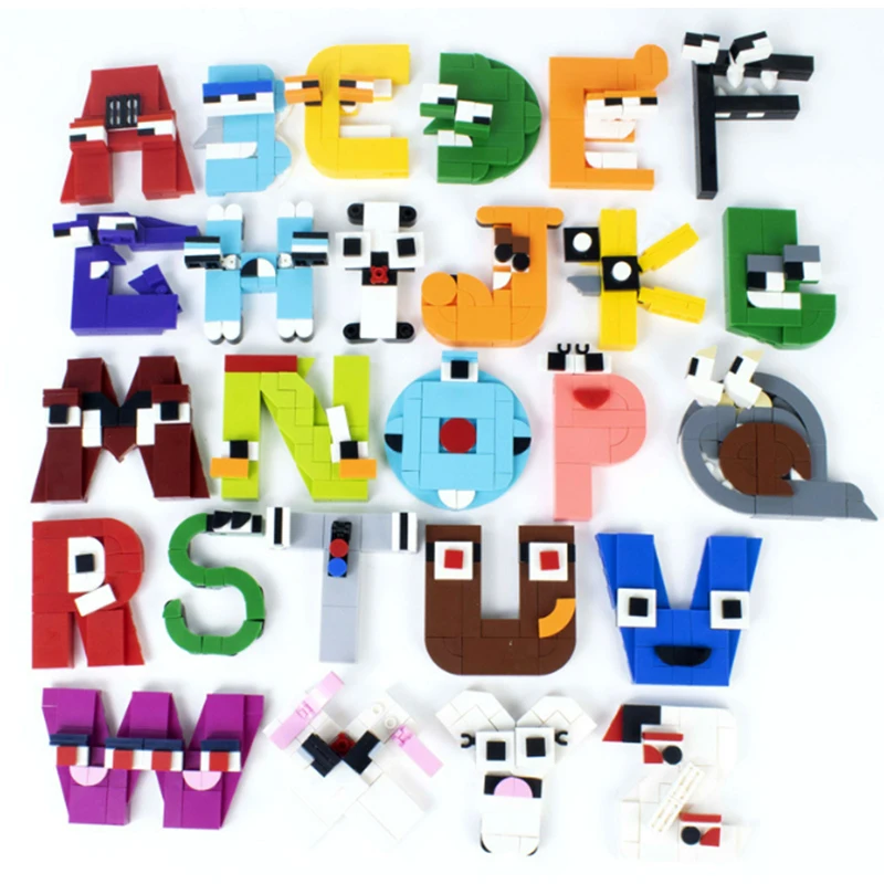 Alphabet Lore Building Blocks 26 Letter A-Z Child Enlightenment Montessori Diy Bricks Toys Figure Kids Birthday Christmas Gifts