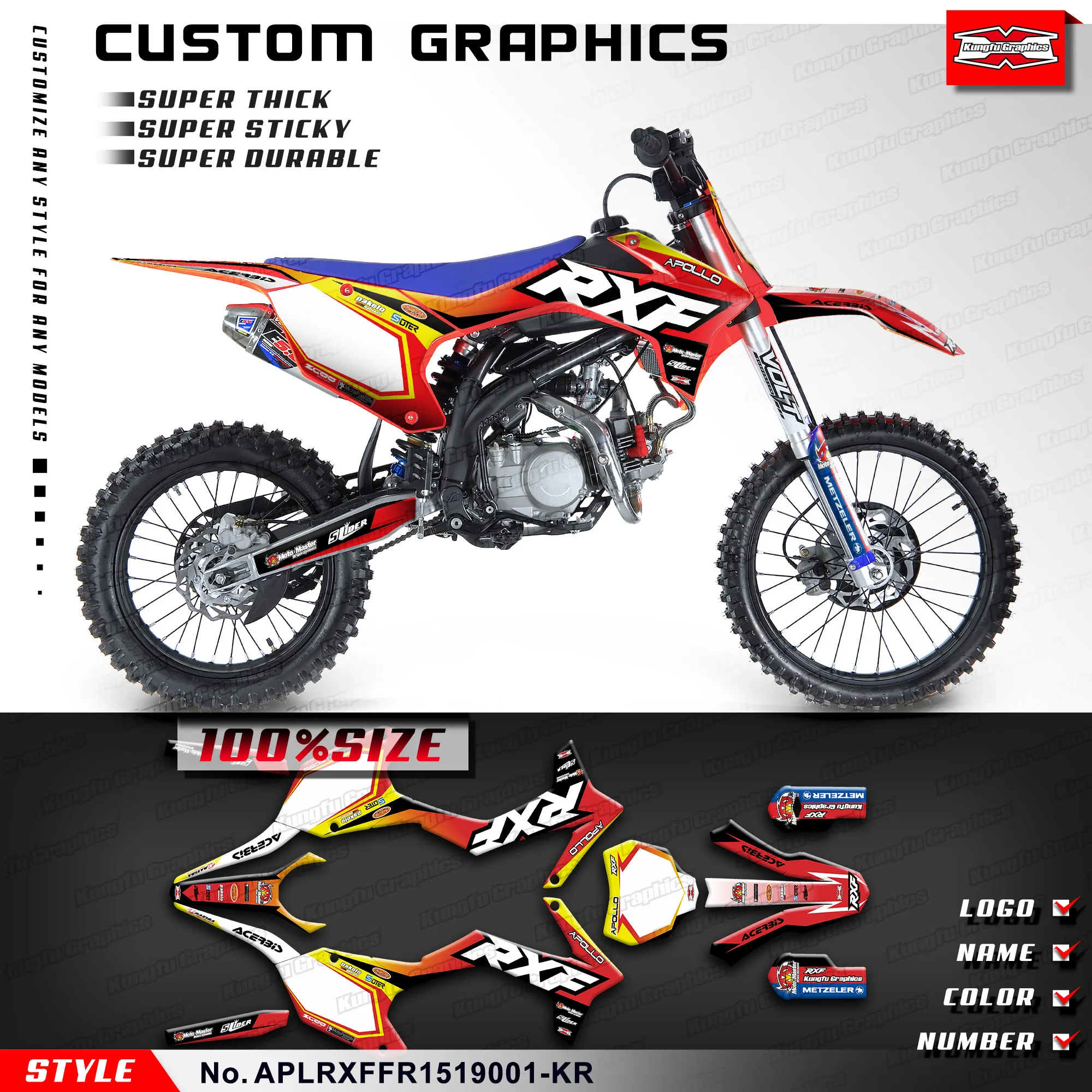 

KUNGFU GRAPHICS Racing Graphics Motorcycle Stickers for APOLLINO Apollo RXF Freeride 150 190, Refurbishing, APLRXFFR1519001-KR