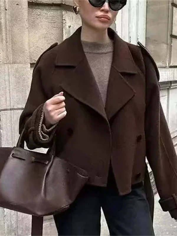 เสื้อโค้ทผู้หญิงแฟชั่น แขนยาว ทรงเรียบง่าย สไตล์ฤดูใบไม้ร่วง รุ่นใหม่ล่าสุด พร้อมเข็มขัด คอปกสูท ดีไซน์อเนกประสงค์ สำหรับสุภาพสตรี...