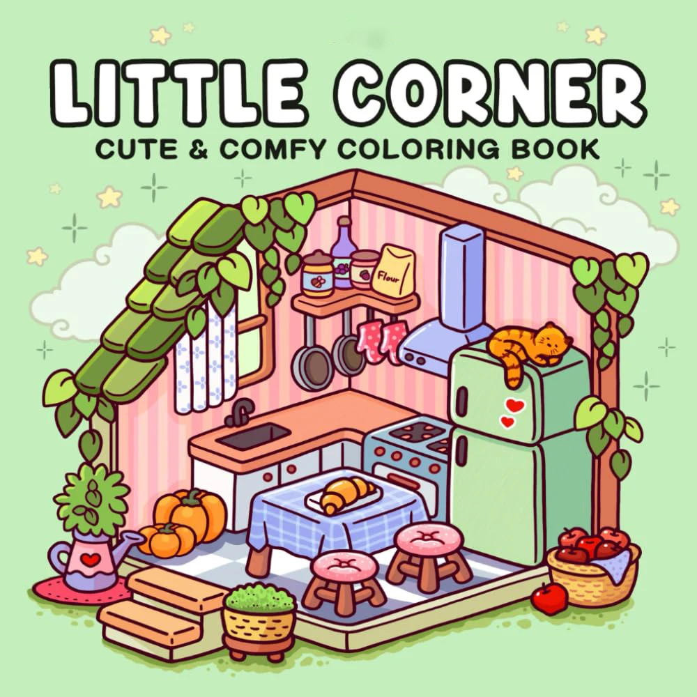 Little Corner Cute Comfy Coloring Book for Adults and Teens Featuring Adorable Creatures in Cozy Hygge Moments for Relaxation