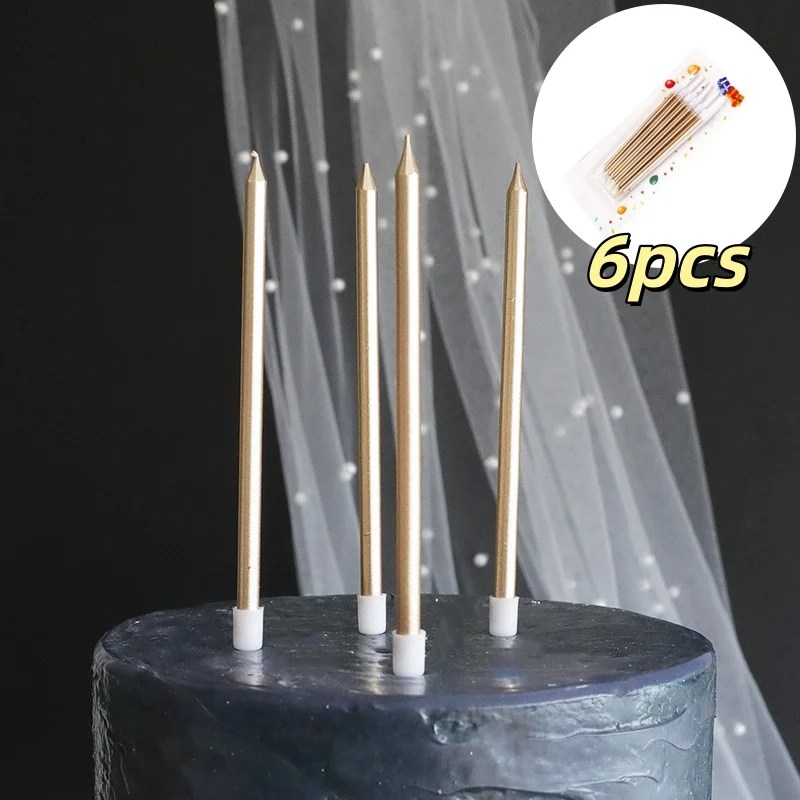 1 Box of 6 Cake Candles, Straight Pole Atmosphere Party Candles, DIY Birthday Cake Topper, Wedding Birthday Party Supplies
