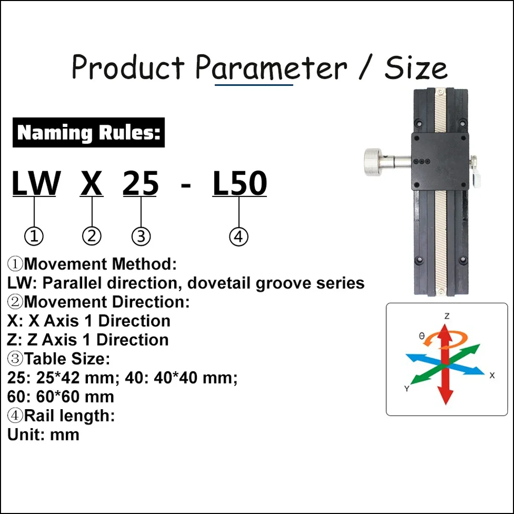 X Axis Long Stroke Dovetail Linear Stage Manual Fine Tuning Slide Table Trimming Displacement Platform