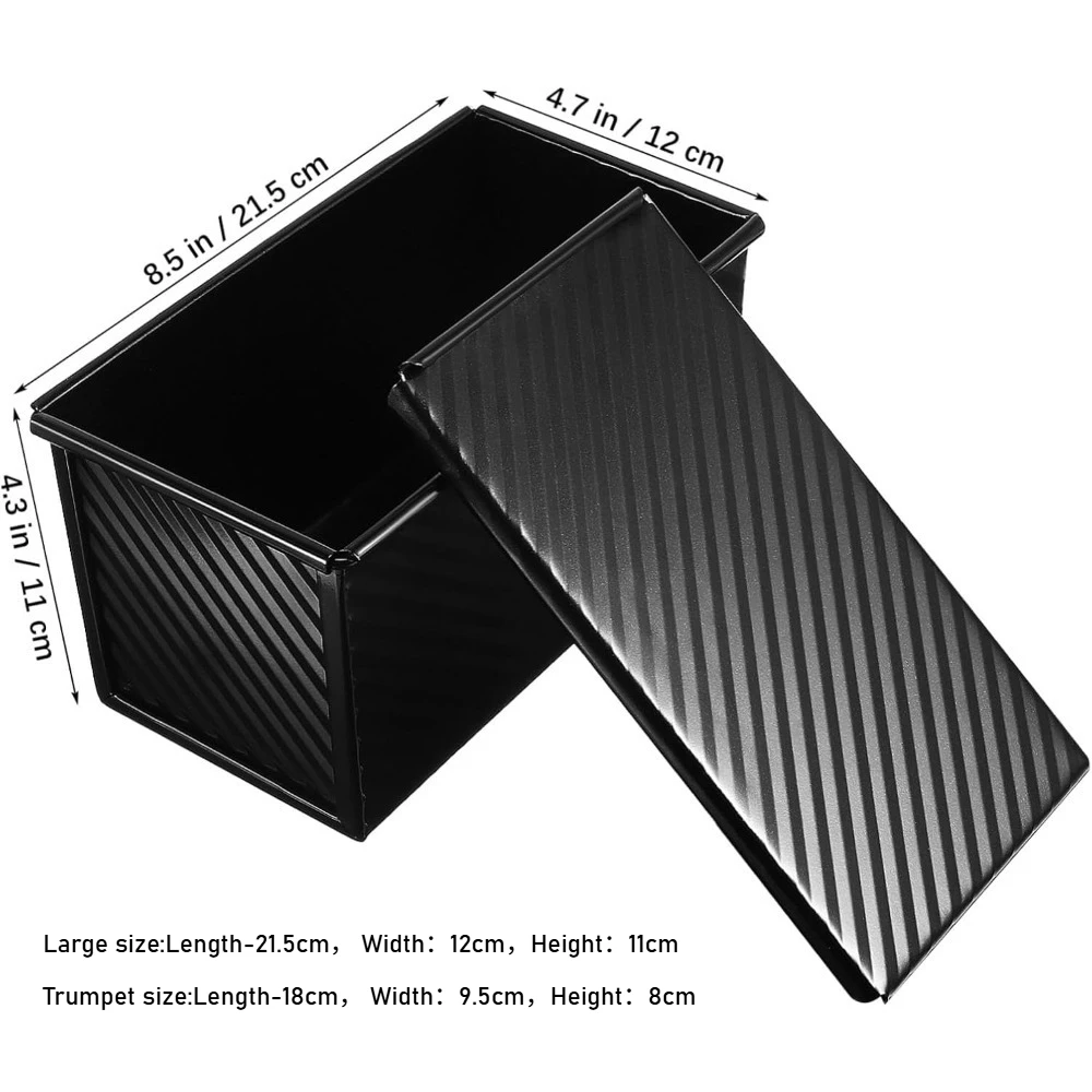 1pc Rectangle Loaf Pan with Lid Non Stick Bakeware for Baking Bread Carbon Steel Corrugated Toast Box Bread Mould Kitchen Tool image 6