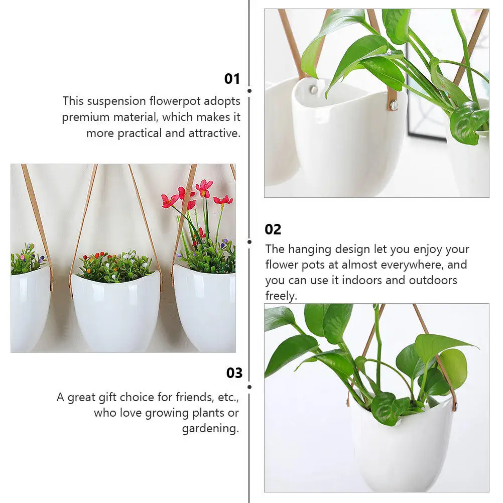2Pcs Ceramic Hanging Pots Premium Suspension Flowerpot Decorative Bonsai Planter Ideal for Miniature Garden Indoor Outdoor Plant