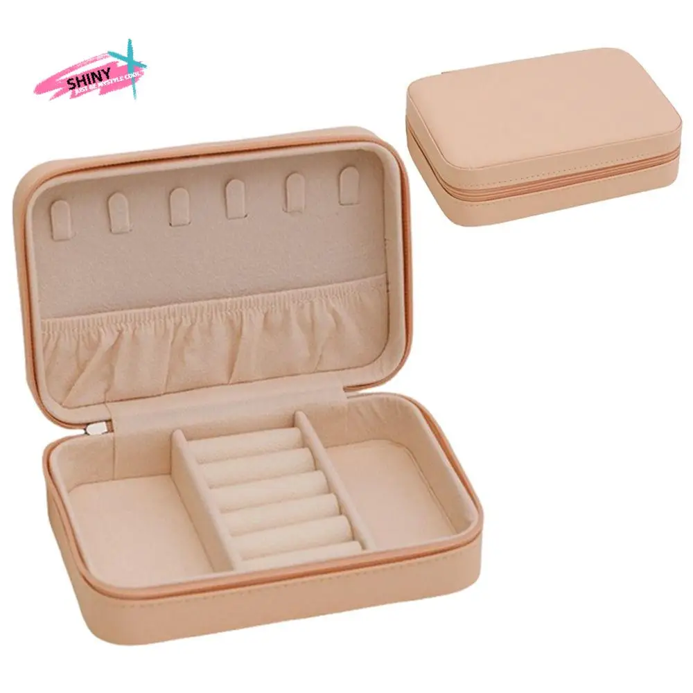 

Leather Trinkets Storage Organizer Dustproof Solid Color Portable Jewelry Organizer Large Capacity Simple Jewelry Storage Case