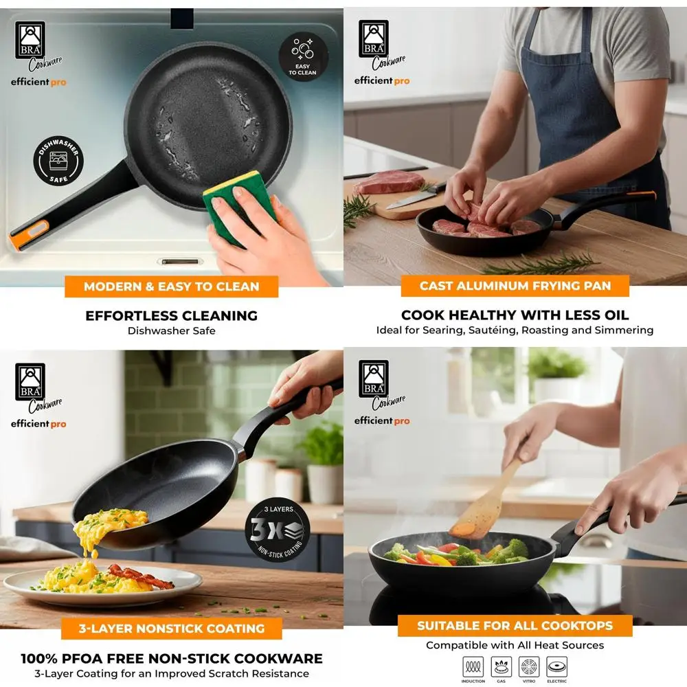 

10.2 Cast Aluminum Non-Stick Frying Pan | Scratch-Resistant Coating | PFOA-Free | Compatible with All Cooktops | Heat-Resistant