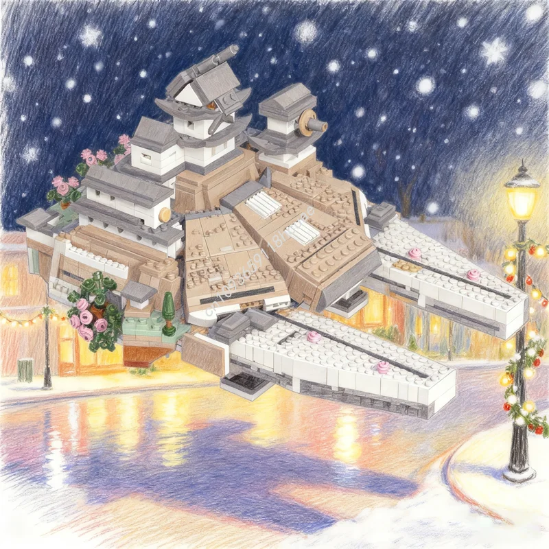 

1163 шт. MOC Millennium Egret Himeji Castle Alt Architecture Модель Строительные блоки Строительные рождественские подарки Игрушечный кирпич Дети