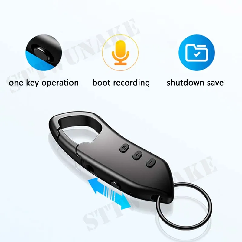 Mini Keychain Voice Recorder, One‑Click Recording Voice‑Activated Digital Audio Recorder Portable Smart Dictaphone MP3 Player