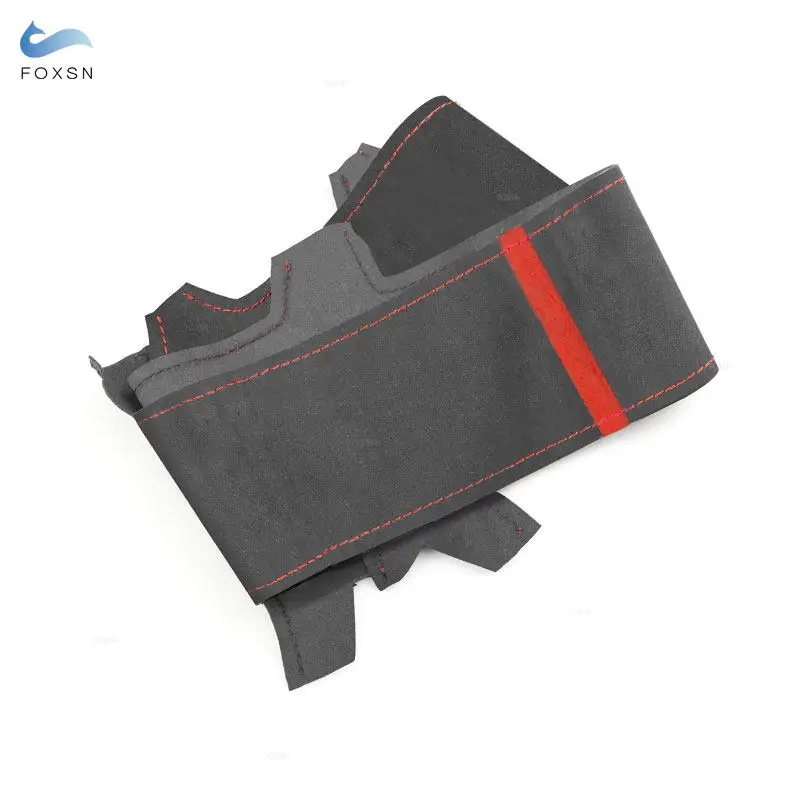 Car Accessories Steering Wheel Suede Leather Cover Red Thread Strip For Nissan Qashqai J11 J10 X Trail Tiida Kicks Versa Ju 2023
