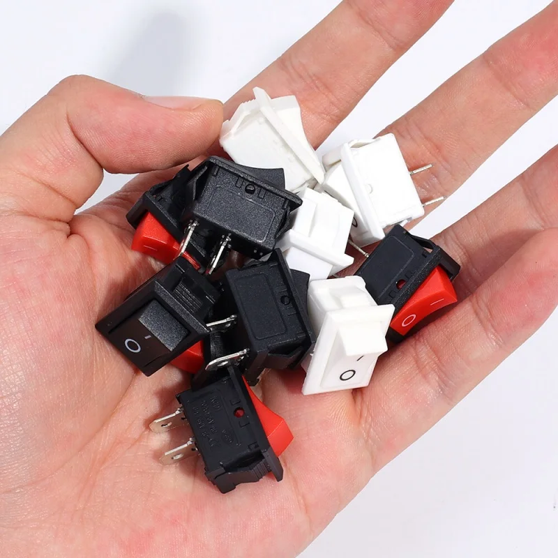 5/10Pcs Push Button Switch 10x15mm SPST 2Pin 3A 250V KCD11 Snap-in On/Off Rocker Switch 10MM*15MM Black Red and White