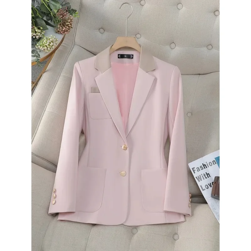 

Fashion Women Formal Blazer Female Pink Black Apricot Long Sleeve Office Ladies Business Work Wear Jacket For Autumn Winter