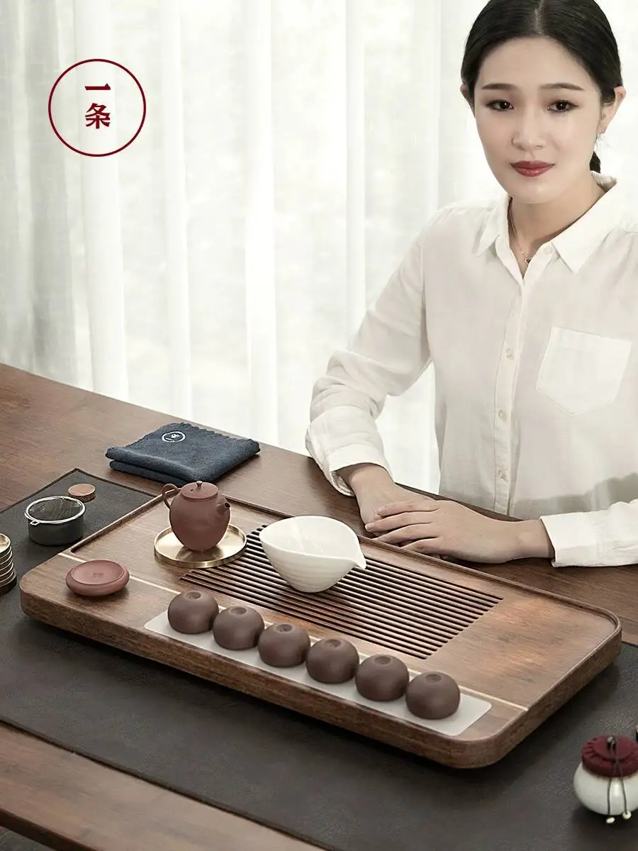 A Wood For Home Use, Simple Table, Kung Fu Ceremony Set, Japanese-Style, Solid Wood, Drainage Type, Drawer Type Tea Tray