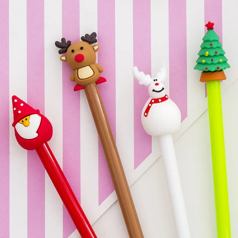 4pcs/pack Christmas Tree Snowman Santa Claus  Gel Ink Pens School Office Writing Gift Stationery Cute Pen Kids