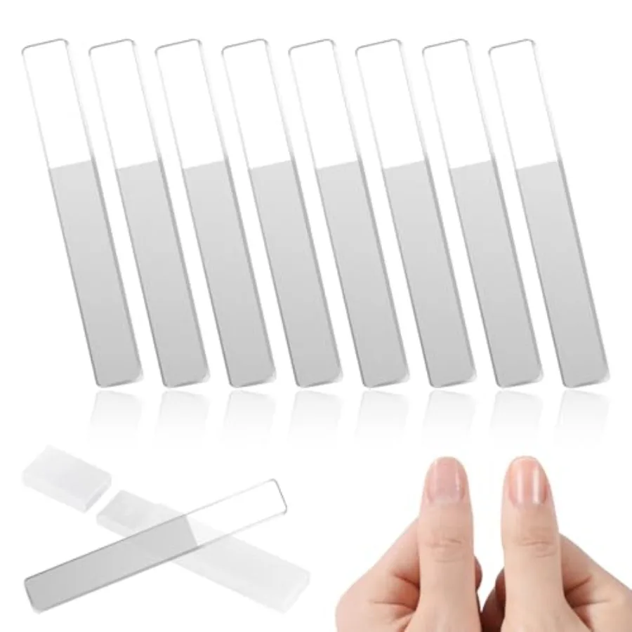 

8 Pcs Nano Nail File, Glass Nail File for Natural Nails, Glass Nail Buffers Shiner Polisher, Glass Nail Files for Women with Ca
