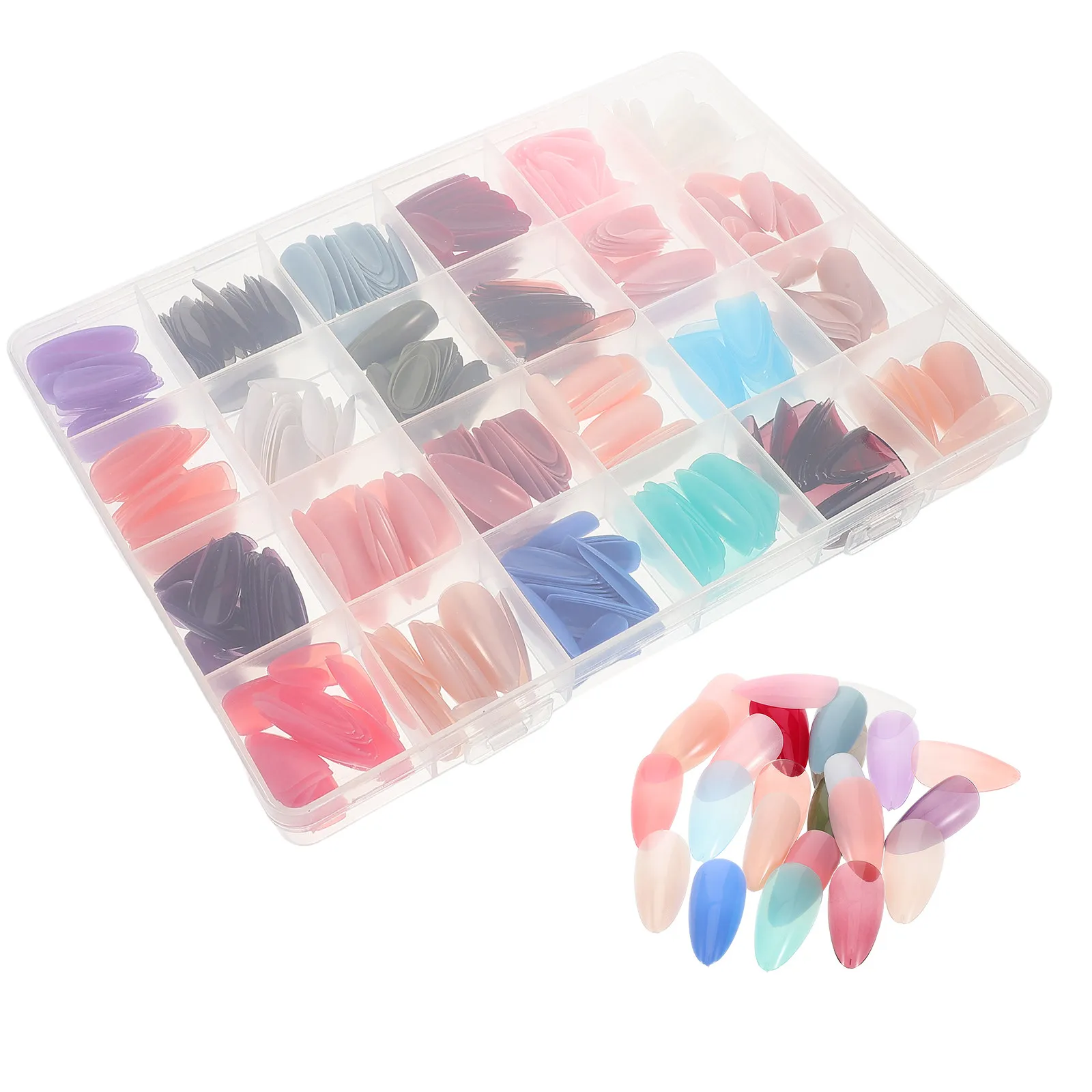Fake Nails Set Matte Finish Full Cover Nail Tips Artificial Short Press on Nails Compact Replaceable Decorative Nail Kit