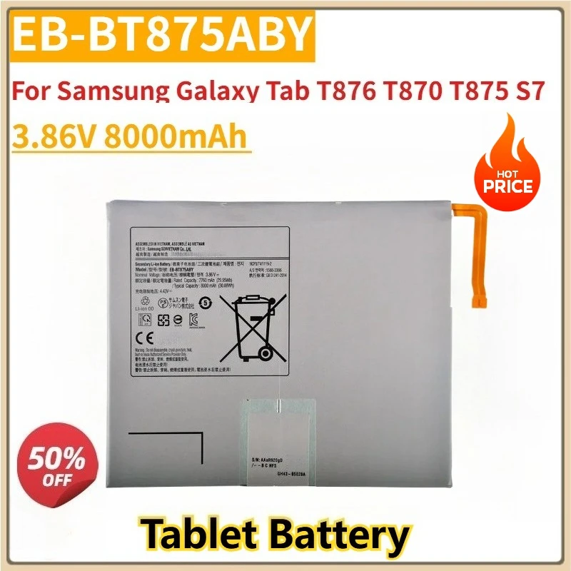 

New Replacement Laptop Battery 3.86V 8000mAh EB-BT875ABY For Samsung Galaxy Tab T876 T870 T875 S7