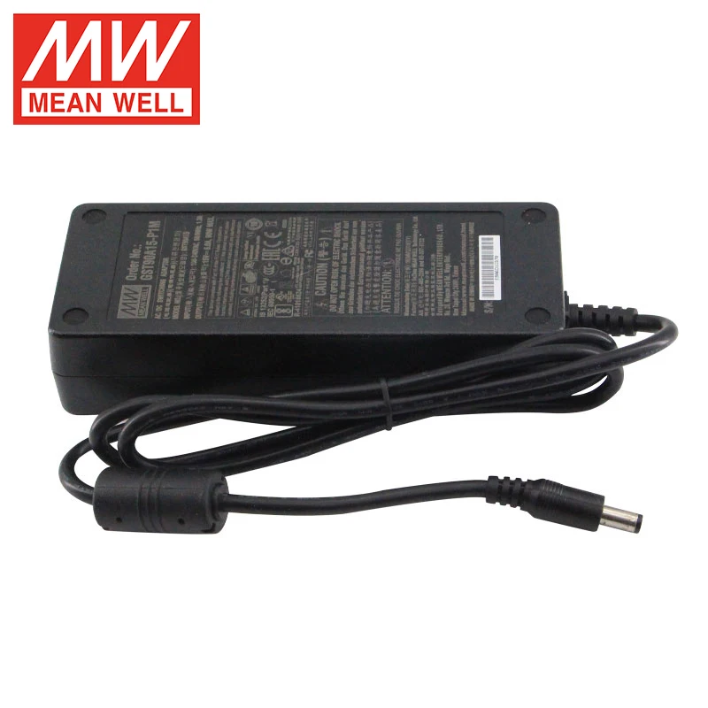 MeanWell GST90A15-P1M Adaptor AC-DC GST Series 90W 15V lndustrial Power Adaptor 5.5x2.5mm Mean well Power Supply with PFC