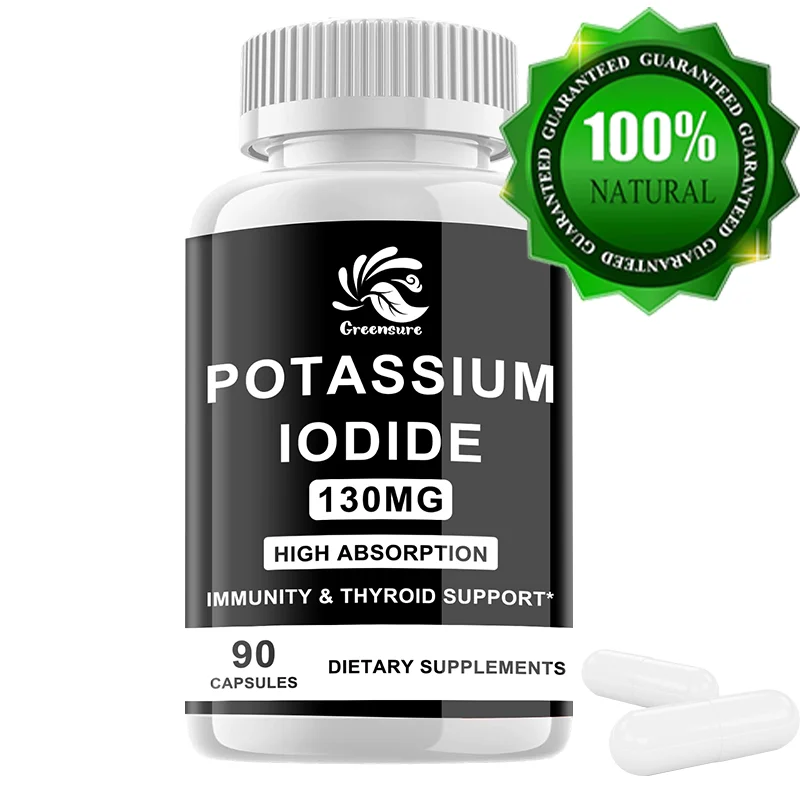 

Potassium Iodide Capsules Supplement 130 mg – For Thyroid Protection, Radiation Resistance, Protect Metabolic Capacity