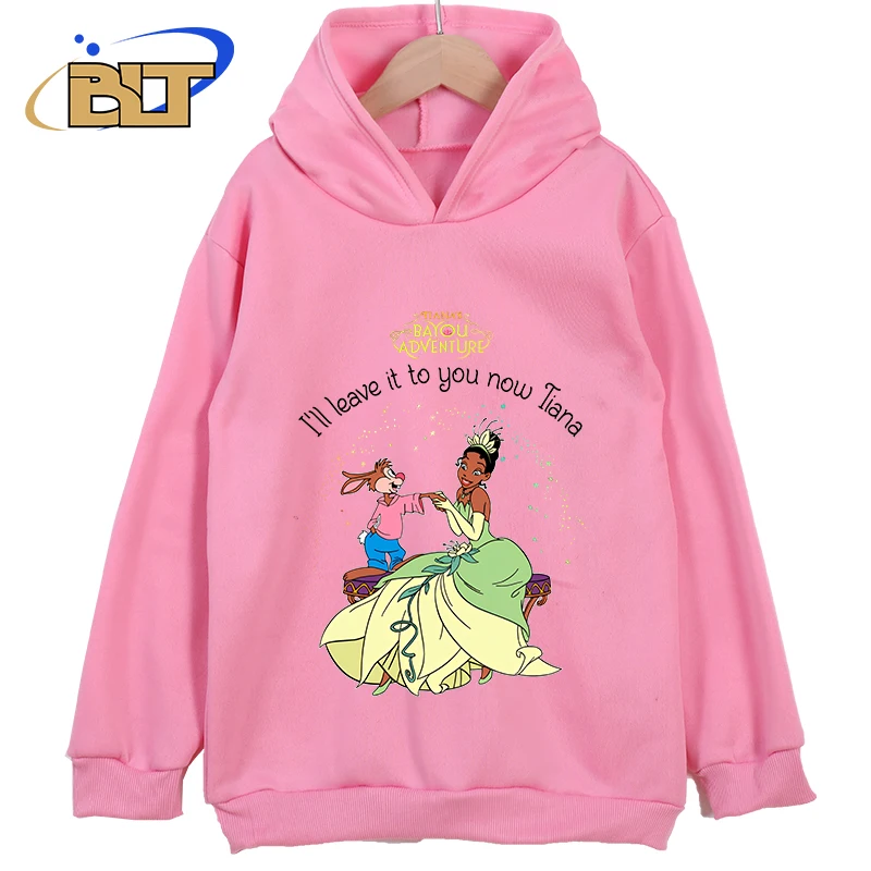 I Will Leave It To You Now Tiana Disney Princess Printed Kids Hoodies Casual Sweatshirts Sports Tops for Girls