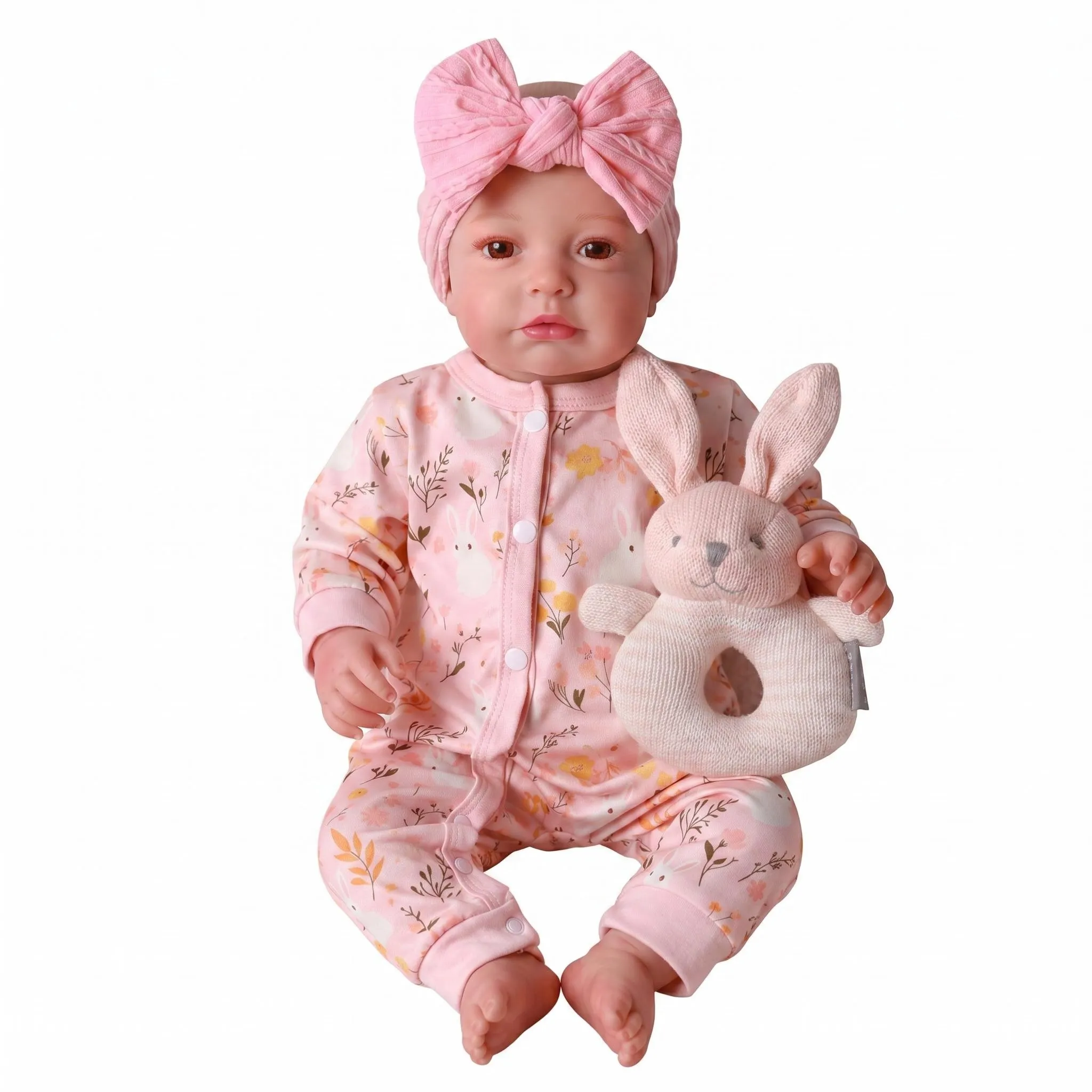 NPK 19inch Lifelike Loulou Awake Girl Doll Handmade Detailed Painting Real Soft Touch Cute Handy Baby Collectible Small Doll view 3